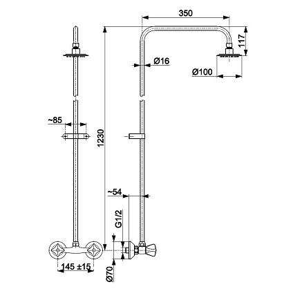 Розміри душової системи Armatura Standard (306-711-00)