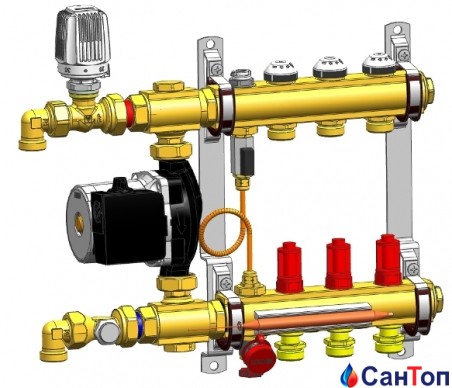 Модуль регулирования для напольного отопления Herz COMPACTFLOOR light  (электронный насос) , 5 выходов