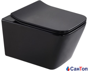 Подвесной унитаз Armaform Elan Rimless Black, белый с сиденьем (520x365x345)