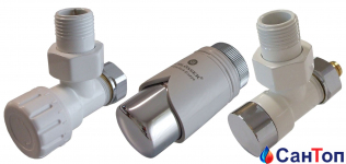 Комплект клапанів SCHLOSSER термостатичних Форма кутова Білий - Хром GW M22x1,5 x 16 × 2