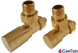 Комплект клапанів SCHLOSSER з ручним регулюванням Форма кутова Золото (покриття) GW M22x1,5 x 16 × 2