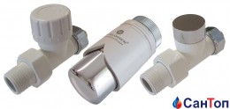 Комплект клапанов SCHLOSSER термостатических Форма Проходная, Белый — Хром GW M22x1,5 x GW 1/2