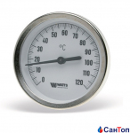 Біметалічний термометр для котла WATTS F+R801 OR (100 мм, 0-120 °C) аксіальний із занурювальною гільзою (150 мм, 1/2